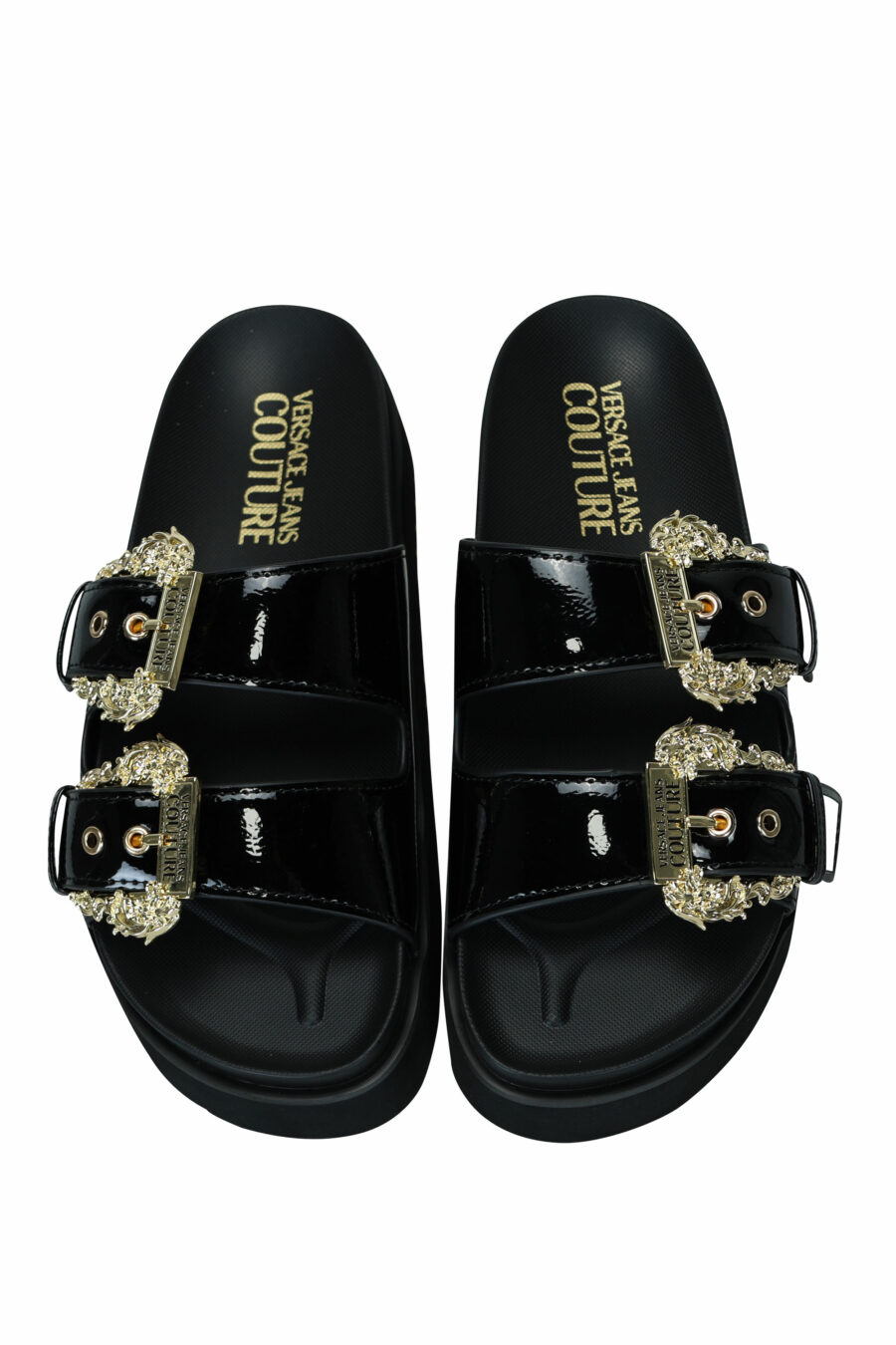 Black sandals with gold baroque double buckle - 8052019607253 5