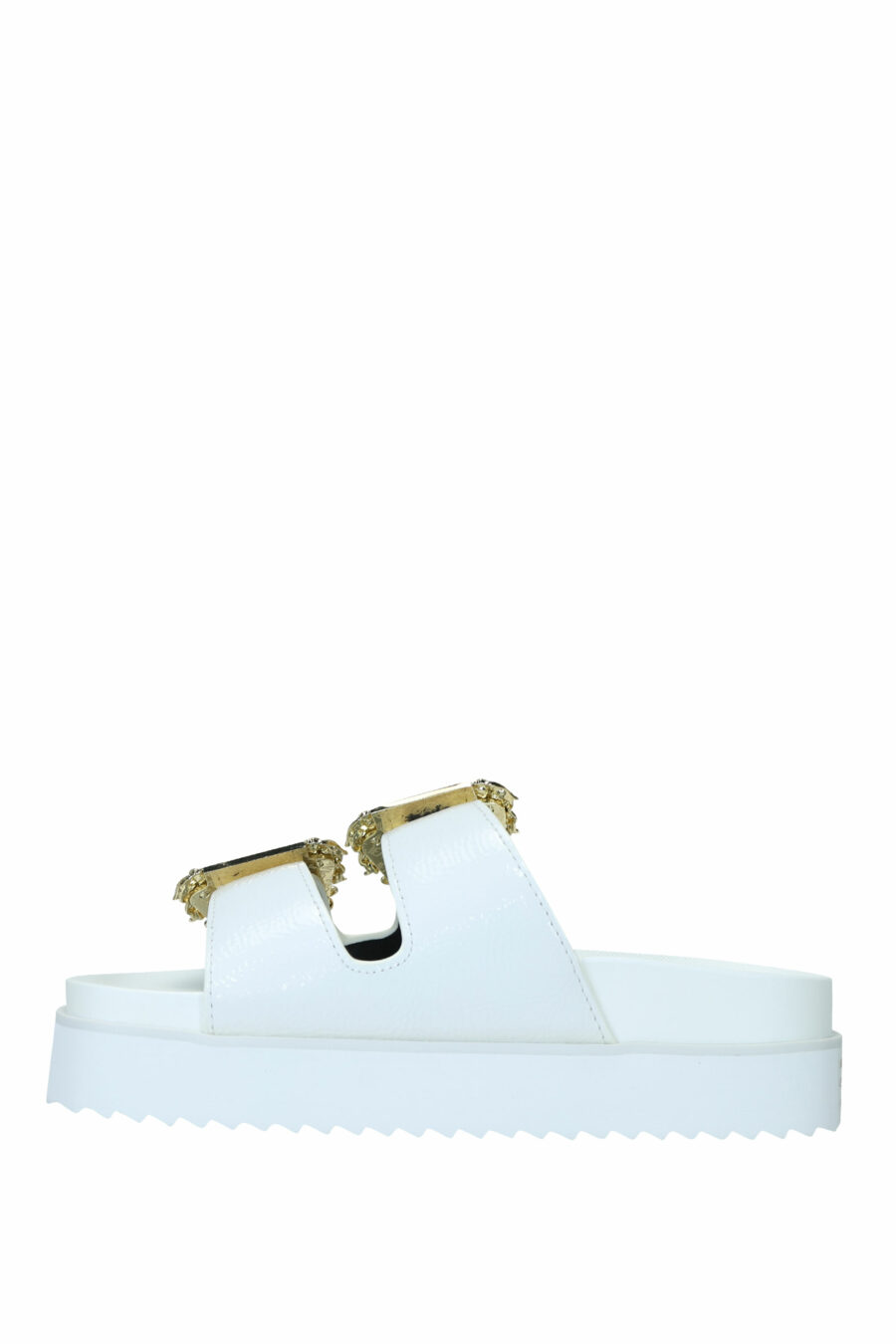 White sandals with gold baroque double buckle - 8052019607314 2