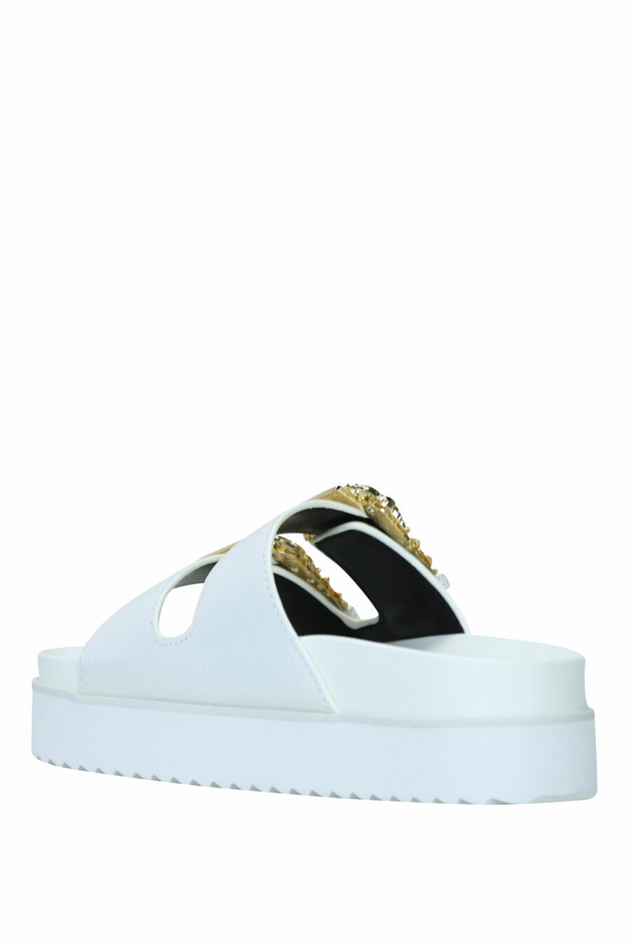 White sandals with gold baroque double buckle - 8052019607314 3