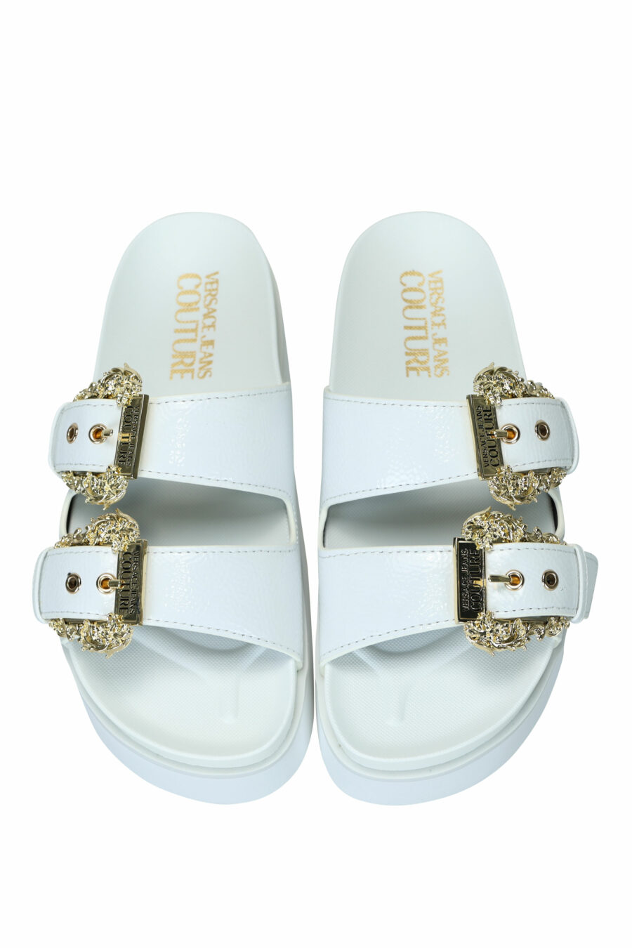 White sandals with gold baroque double buckle - 8052019607314 4