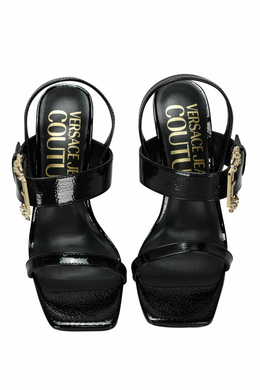 Black stiletto heels with gold baroque buckle - 8052019607789 4