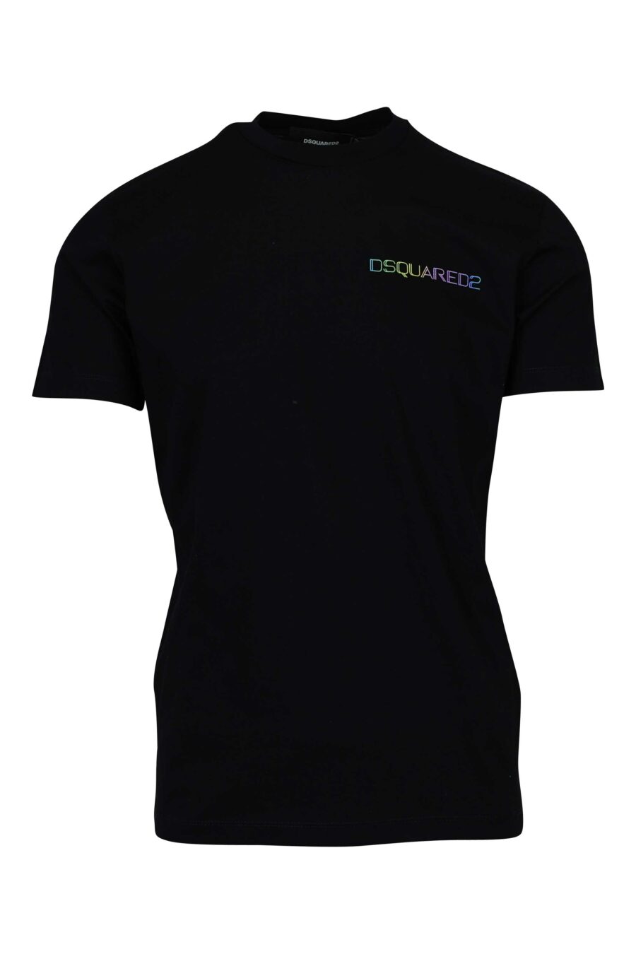Schwarzes T-Shirt mit mehrfarbigem Mini-Logo an der Seite - 8054148447649