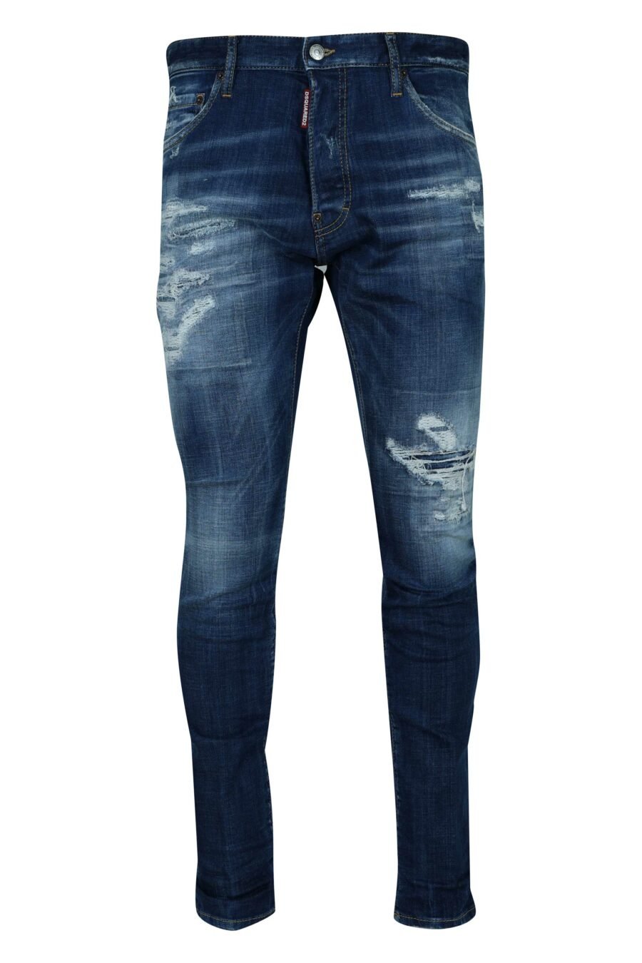 Pantalón vaquero azul oscuro "cool guy jean" desgastado y con rotos - 8054148473402