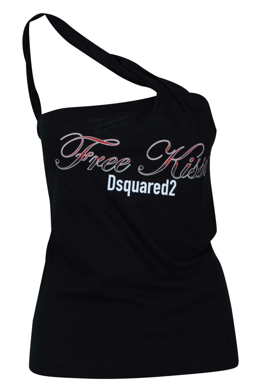 Black sleeveless T-shirt "free kiss" - 8054148495824