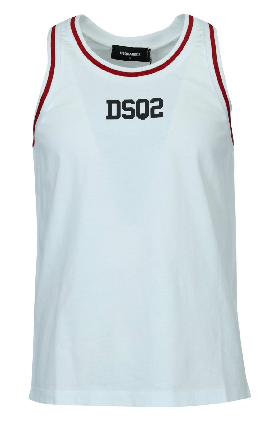 White sleeveless T-shirt with mini logo and red details - 8054148505332
