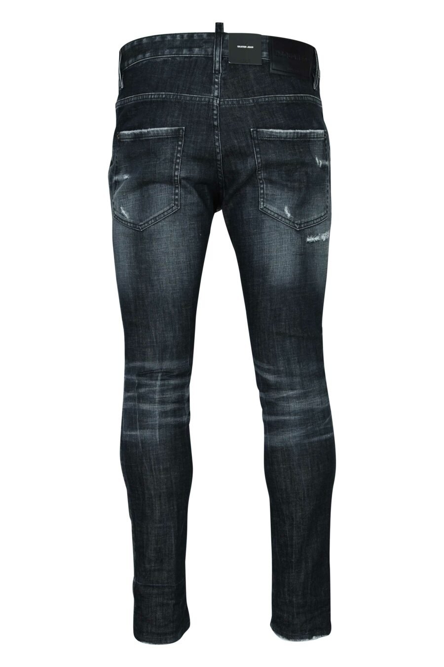 Black "skater jean" jeans with patch and semi-worn - 8054148522018 1