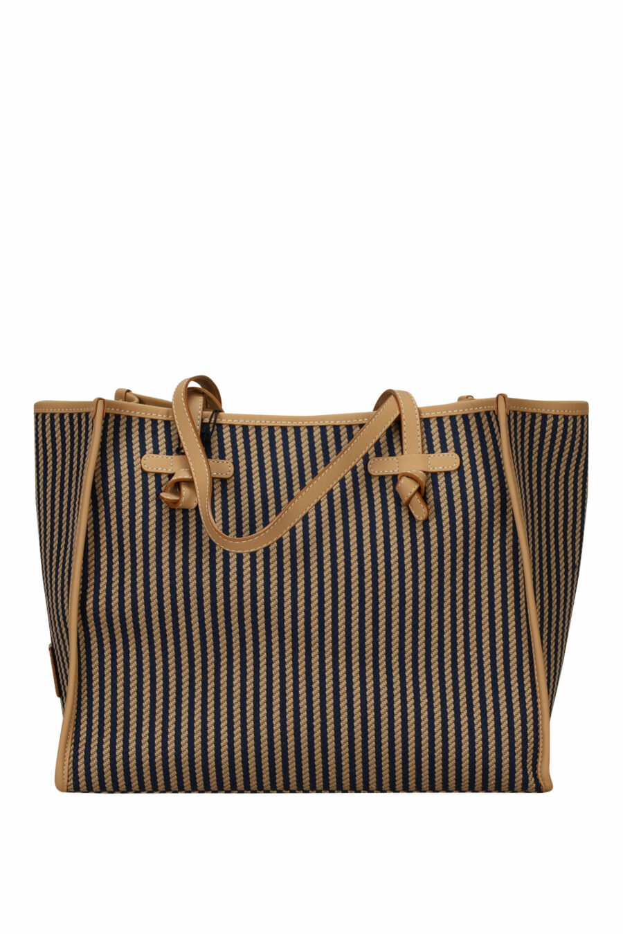 Shopper Tasche "Marcella" braun mit dunkelblauen Linien und Minilogo - 8057145894331 2