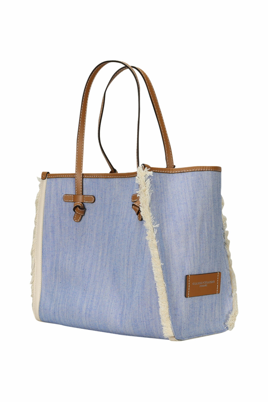 Shopper-Tasche "Marcella" mit blauen Fransen und Mini-Logo - 8057145899046 1