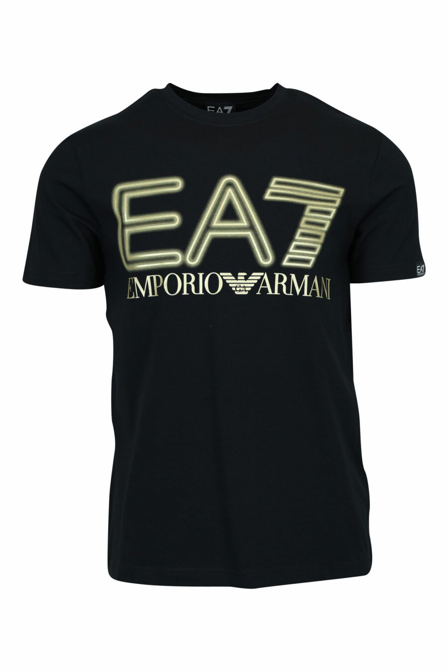 Schwarzes T-Shirt mit neongoldenem "lux identity" Maxilogo - 8057970672234
