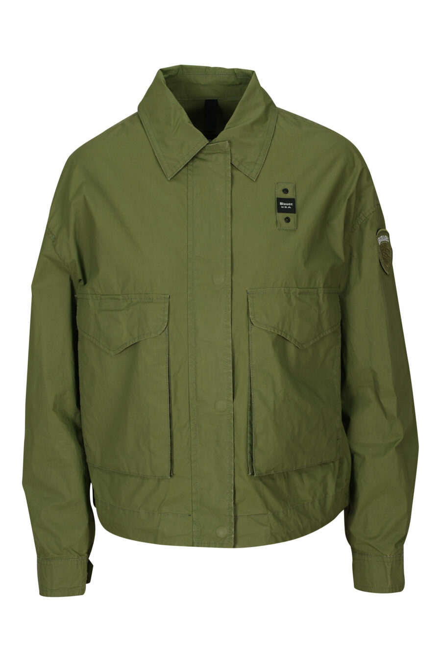 Chaqueta verde militar con bolsillos frontales y logo parche lateral - 8058610712600