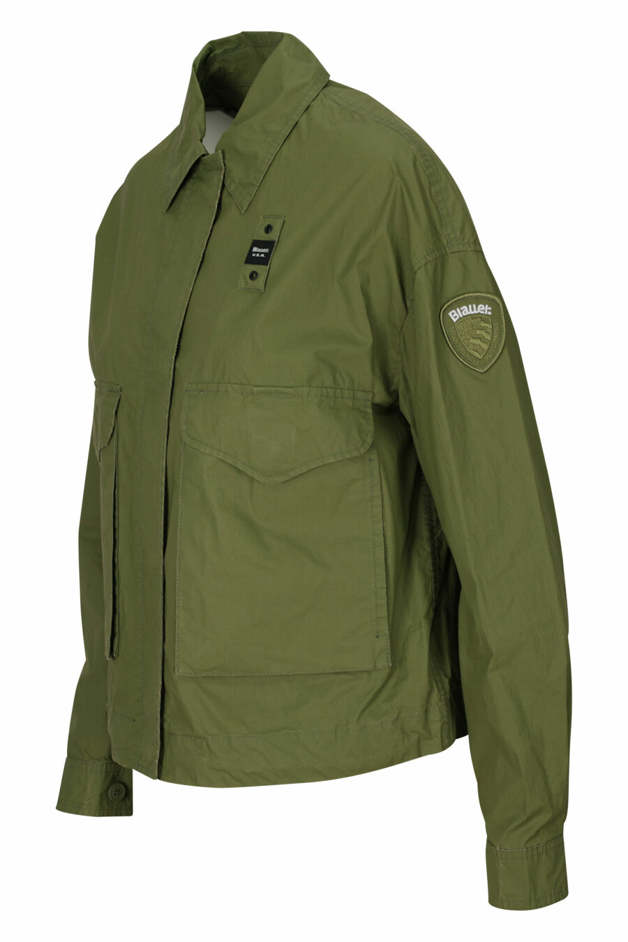Chaqueta verde militar con bolsillos frontales y logo parche lateral - 8058610712600 1