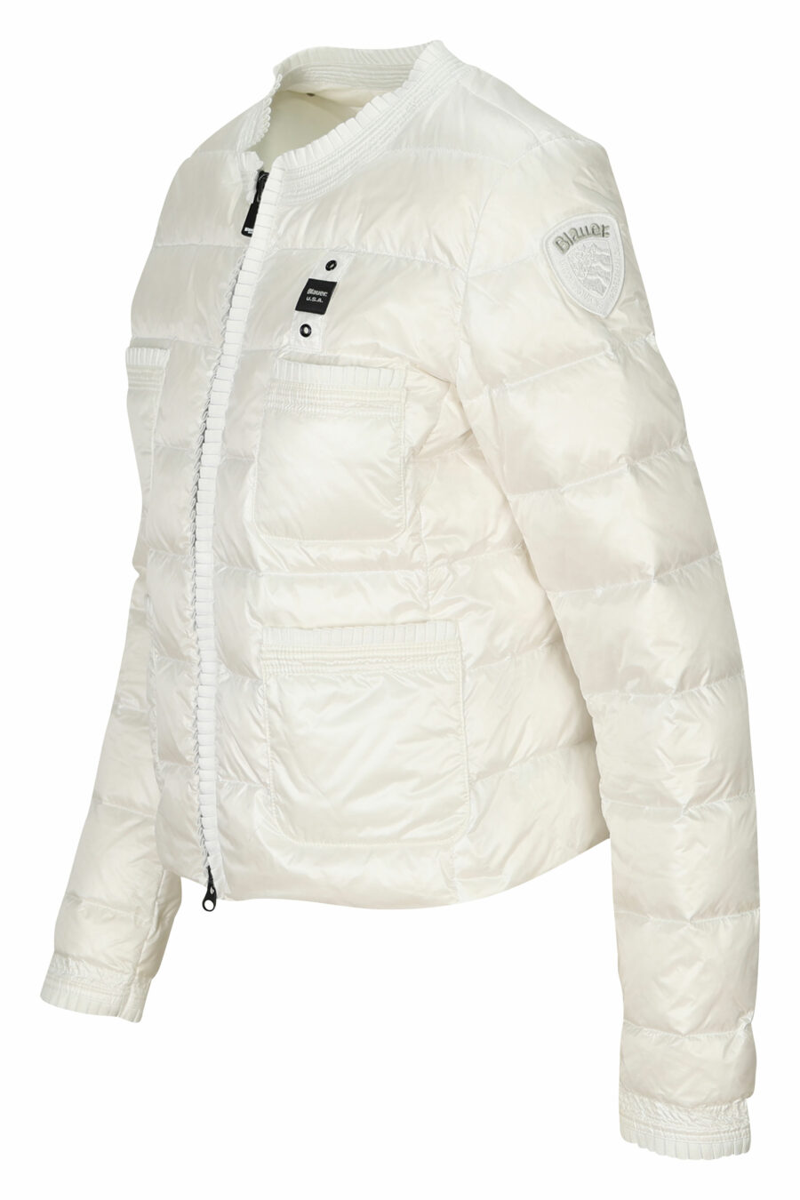Weiße Jacke mit geraden Linien und Logo-Seitenaufnäher - 8058610764784 1