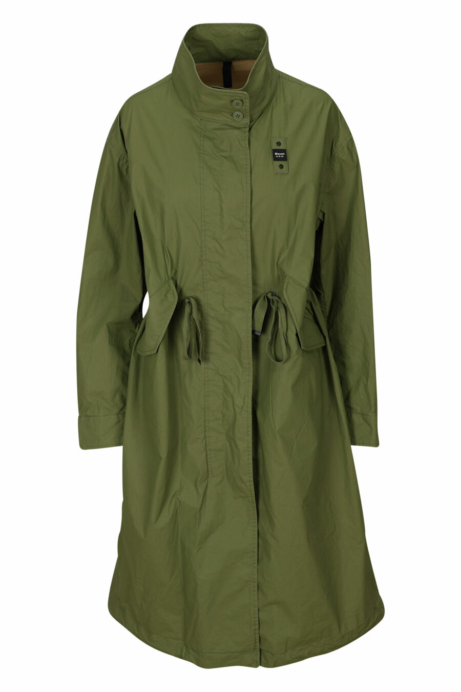 Military green waterproof trench coat with side logo - 8058610764999