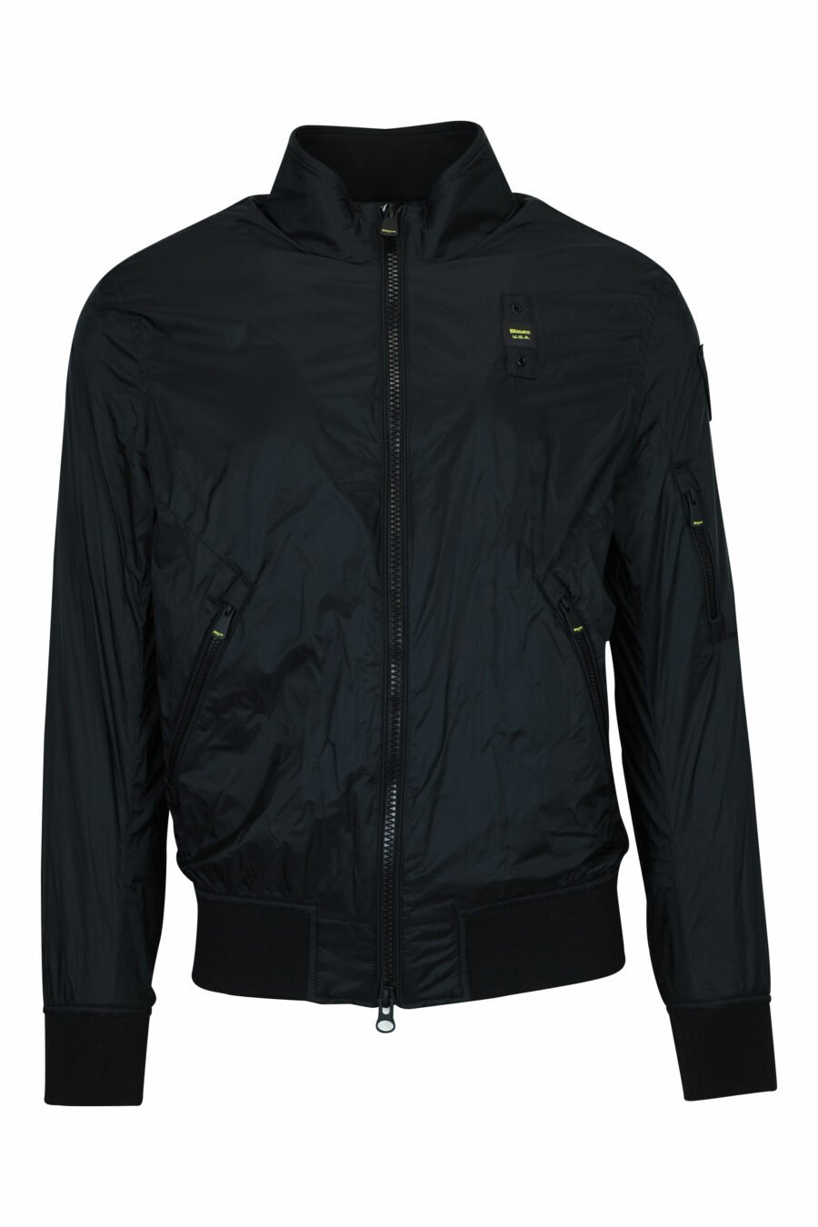 Schwarze Jacke mit seitlichem Reißverschluss und Logo - 8058610786533
