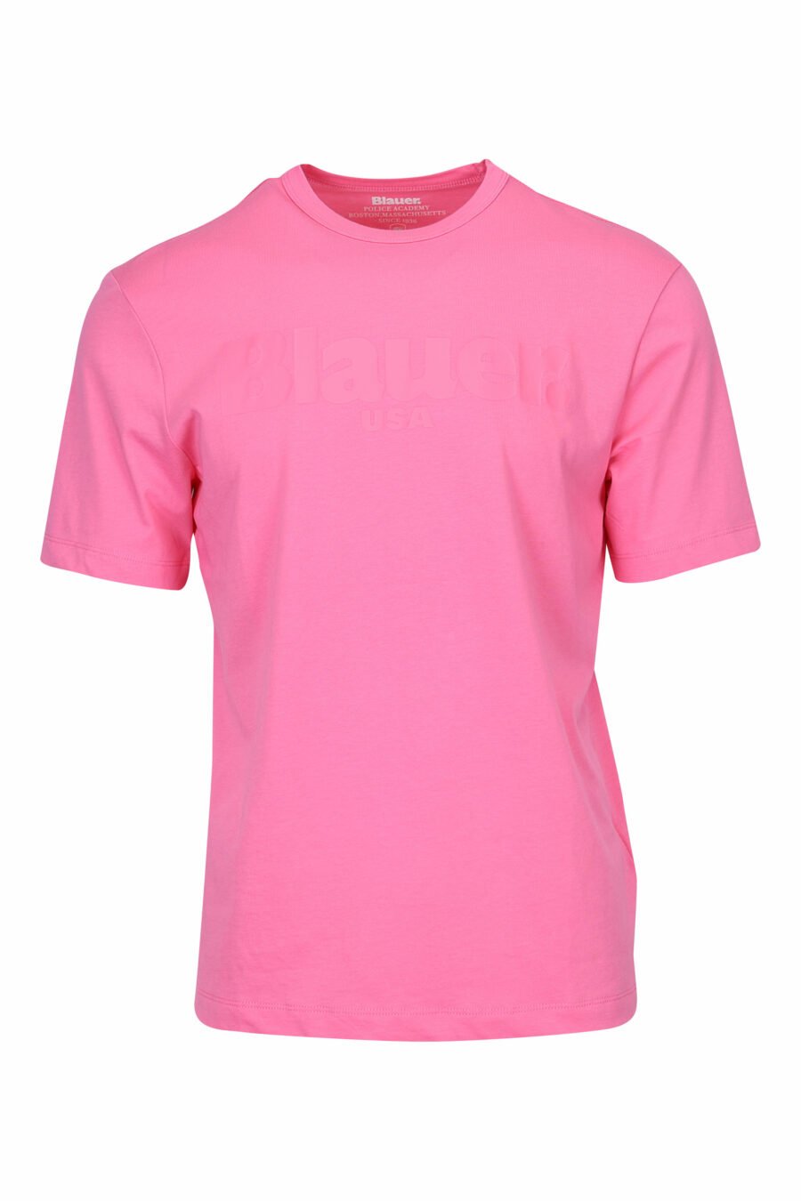 T-shirt cor-de-rosa com logótipo maxi monocromático no centro - 8058610799205