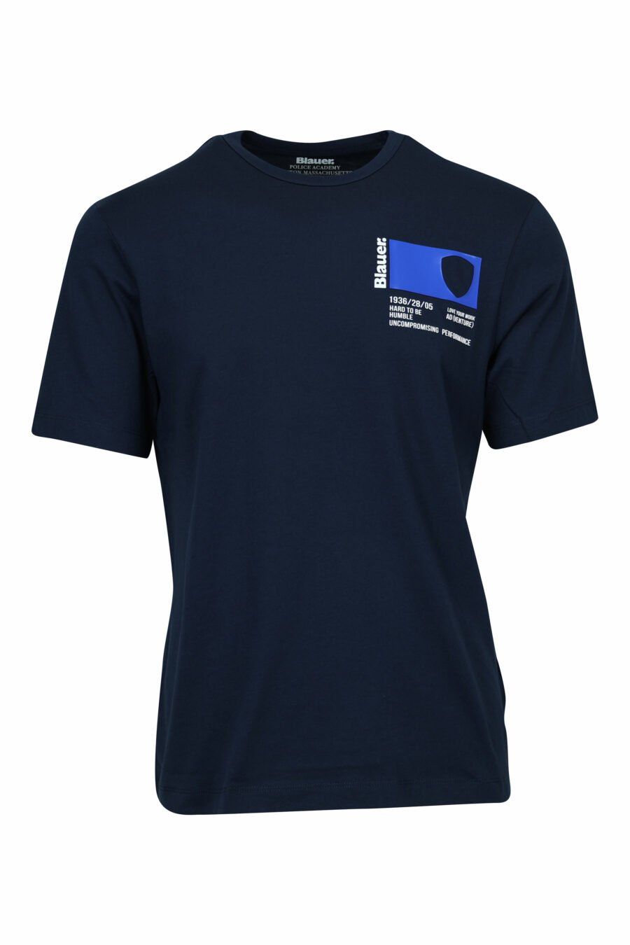 Blaues T-Shirt mit Mini-Logo bedruckte Tasche - 8058610799946