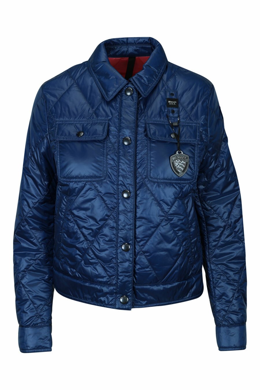 Blue jacket with wavy lines and side logo patch - 8058610804732