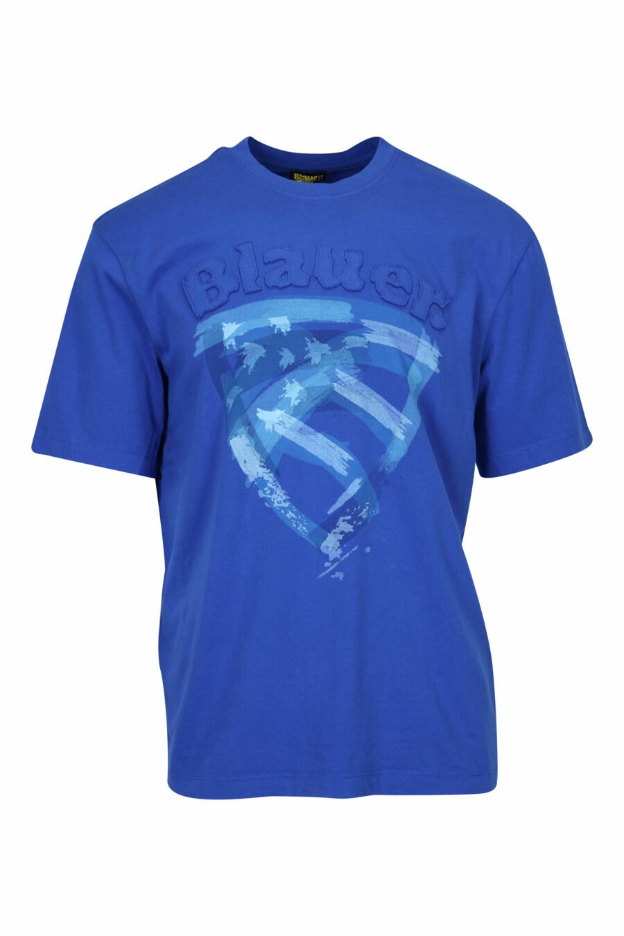 T-shirt bleu avec bouclier usé maxilogo - 8058610830472