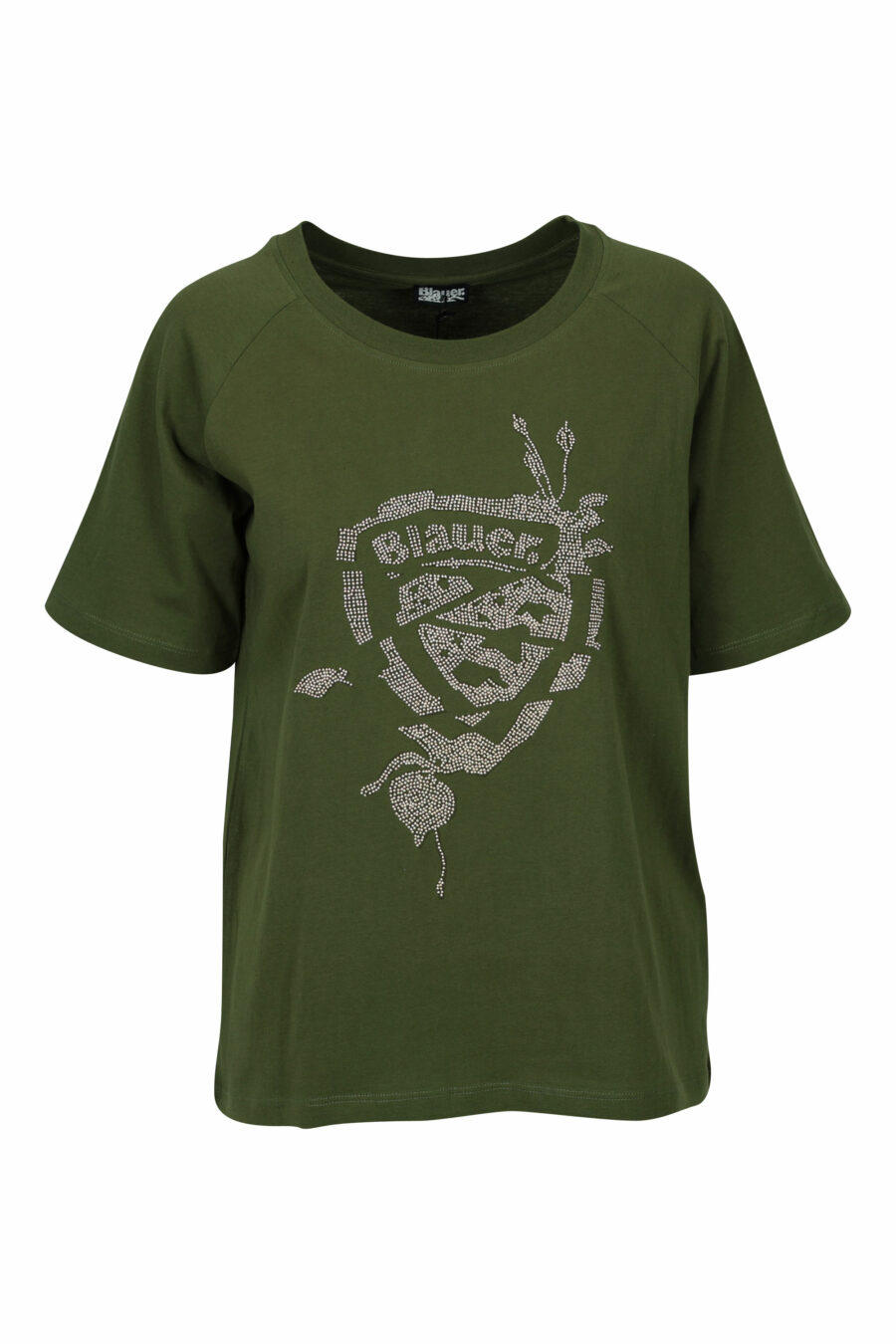 T-shirt verde-militar com patch maxilogo dourado - 8058610852832