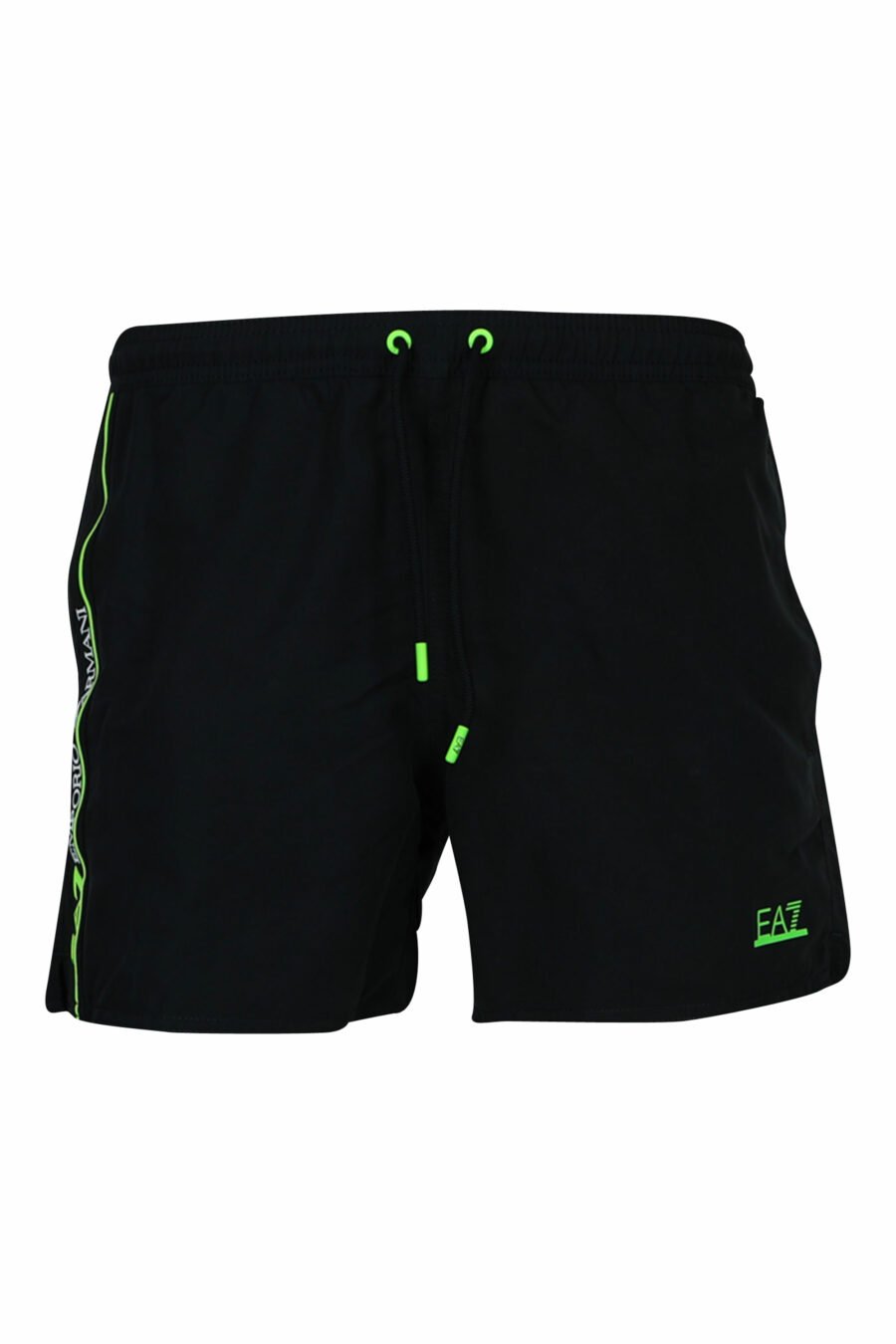 Black swimming costume with side "lux identity" maxilogo with lime green line - 8058947151622