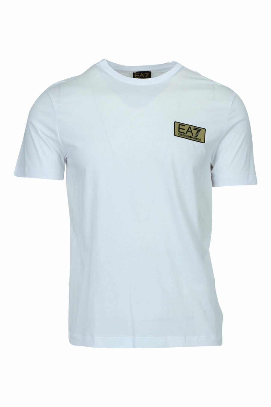 Camiseta blanca con minilogo "lux identity" en placa dorada - 8058947471904