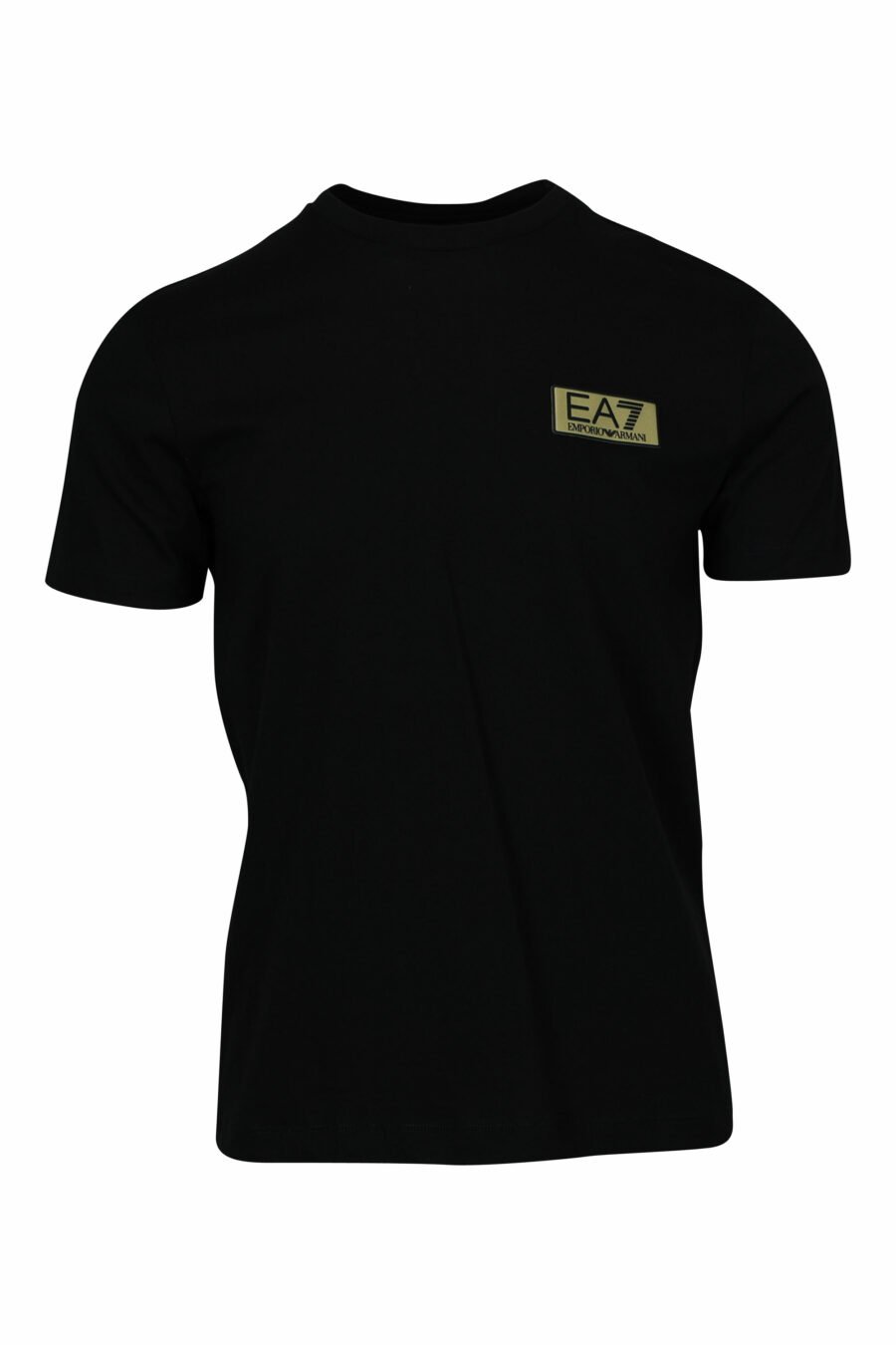 Camiseta negra con minilogo "lux identity" negro en placa dorada - 8058947471980