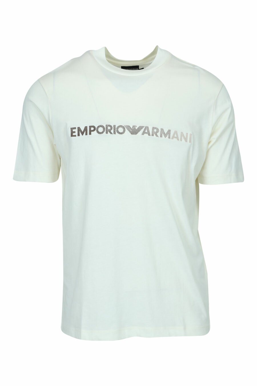 Cremefarbenes T-Shirt mit "emporio" Maxilogo - 8058947988037