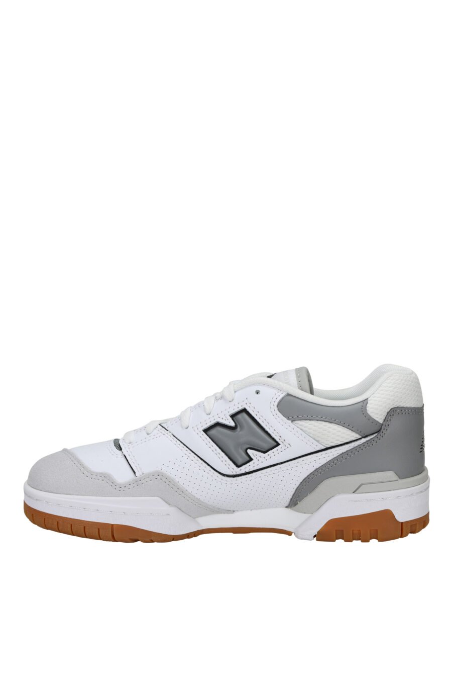 Zapatillas blancas con gris y suela marrón "550" con logo "N" gris - 197375689111 2