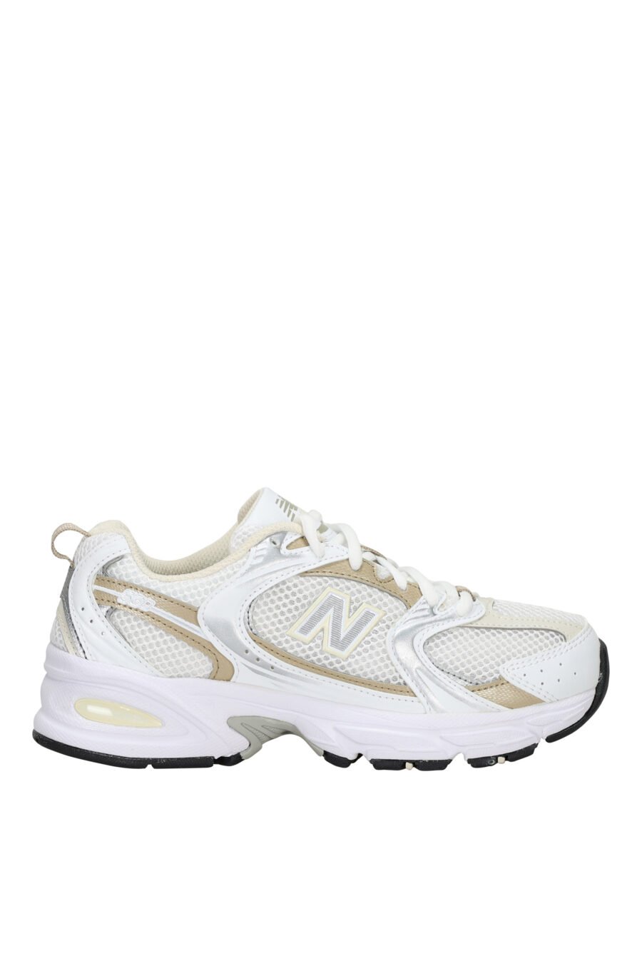Zapatillas blancas con detalles dorados "530" y logo "N" blanco - 197375712635