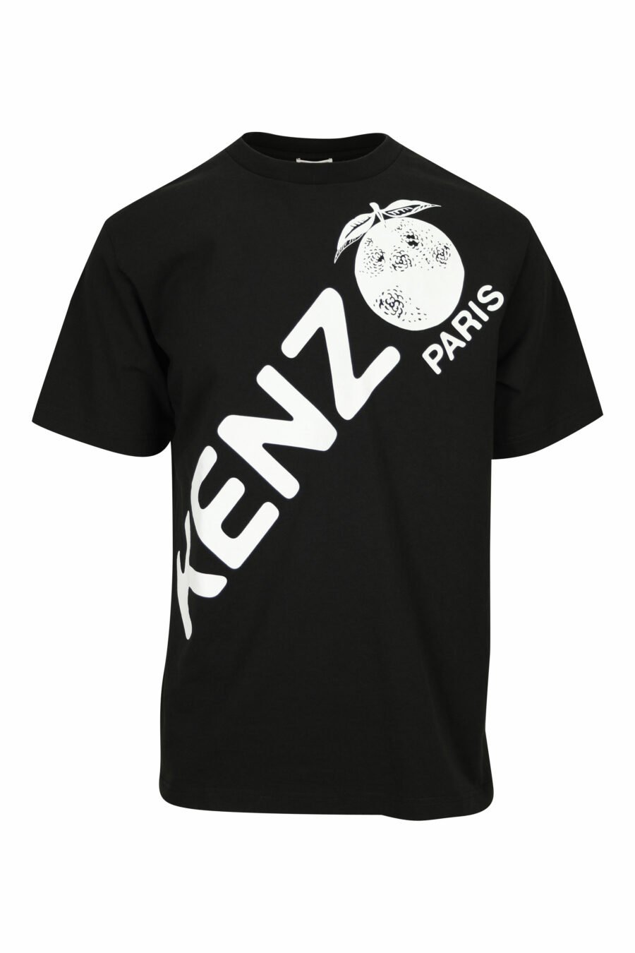 Schwarzes T-Shirt mit diagonalem Maxilogo "kenzo orange" - 3612230626997