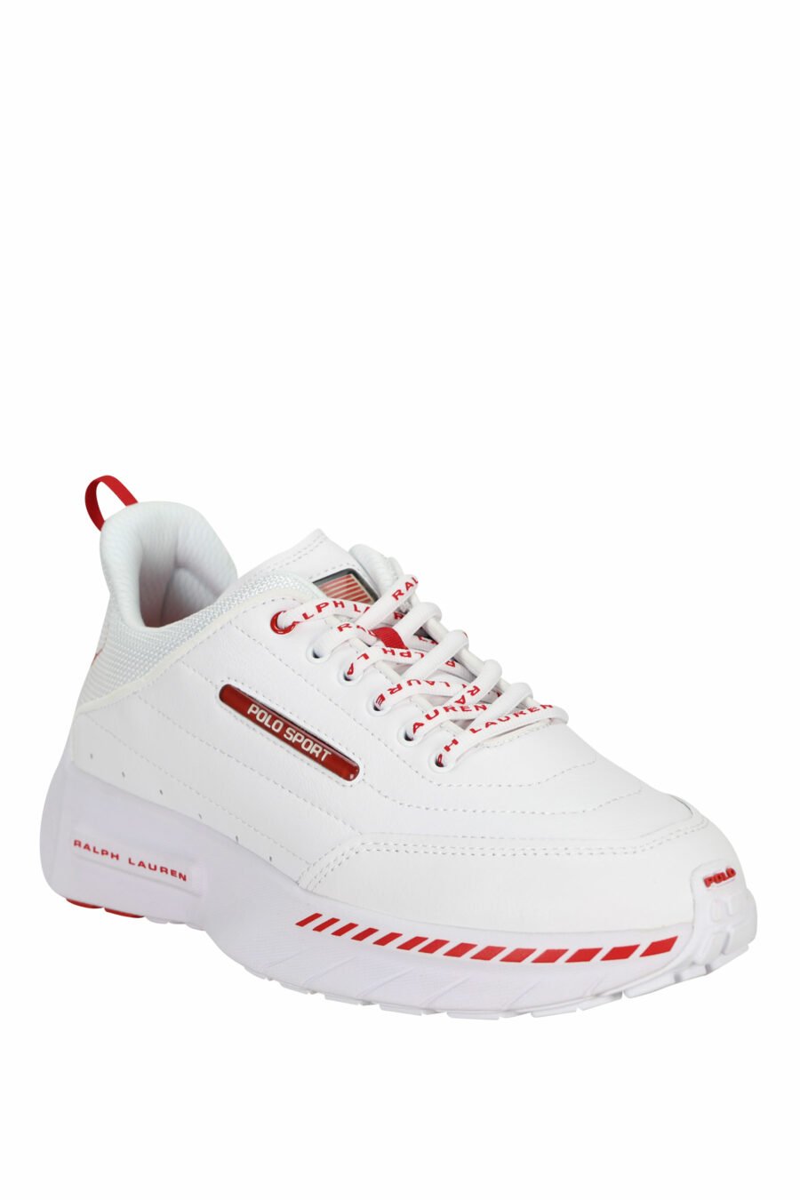 White trainers with mini-logo and red details - 3616535649279 1