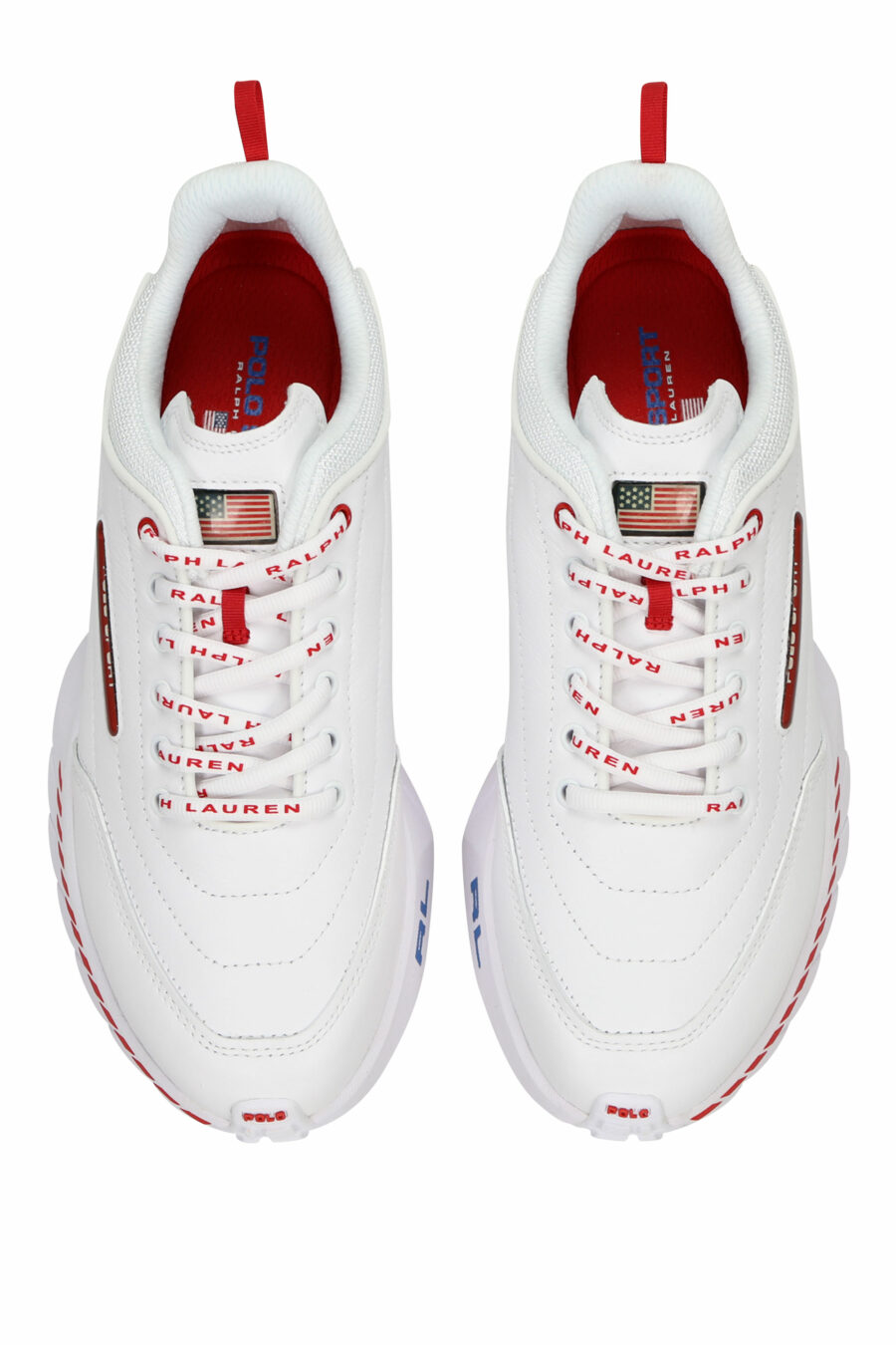White trainers with mini-logo and red details - 3616535649279 4
