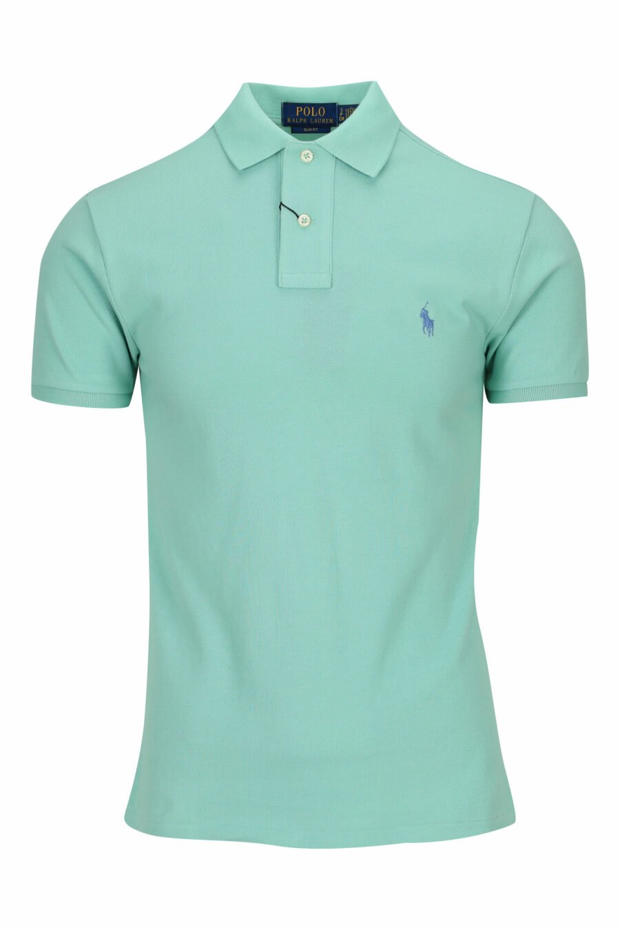 Turquoise polo shirt with blue "polo" mini-logo - 3616536209366