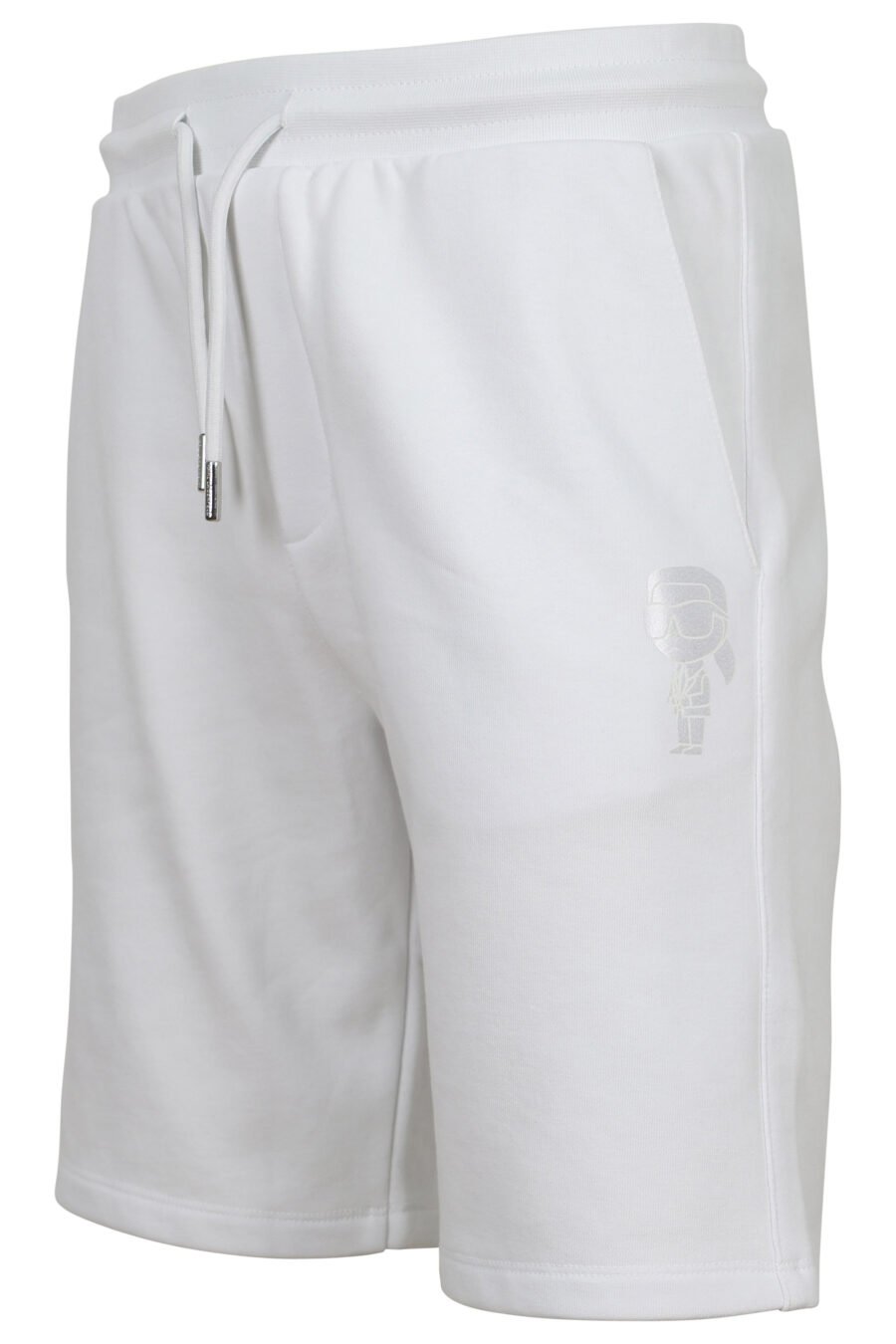 Pantalón de chándal corto blanco con minilogo azul en goma - 4062226782234 1
