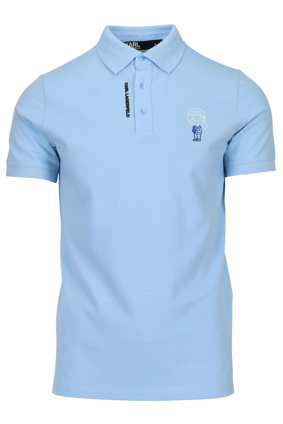 Pólo azul claro com mini-logotipo vertical "karl" - 4062226785921