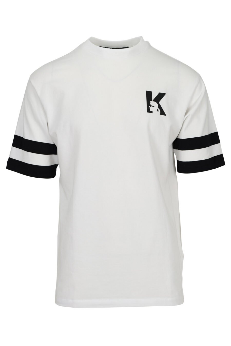 Camiseta blanca "oversize" con lineas en mangas azules y minilogo - 4062226788144