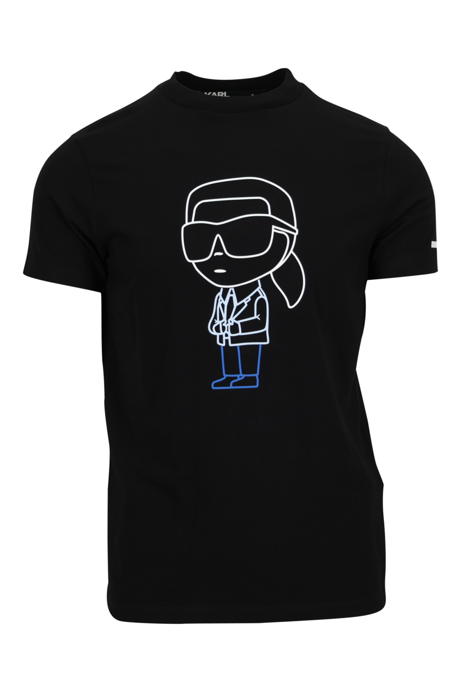 Camiseta negra con maxilogo en goma "karl" en azul - 4062226788915
