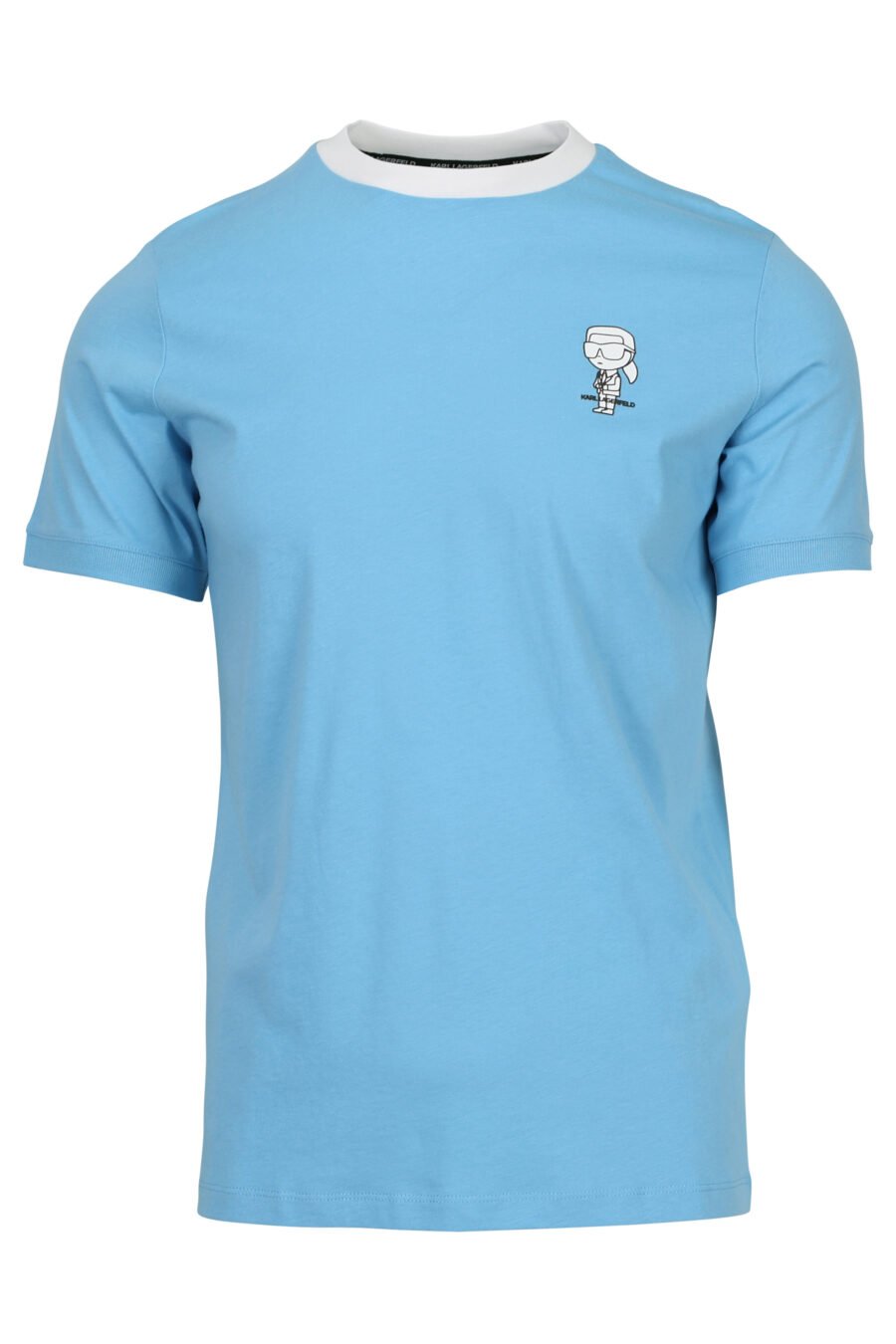 Camiseta azul claro con cuello blanco y minilogo "karl" - 4062226955751