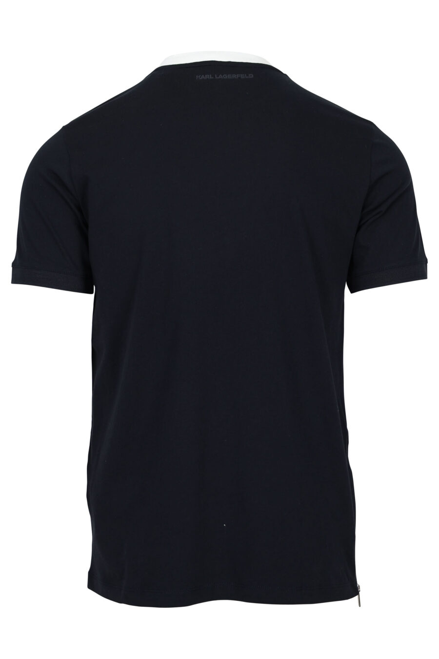 Camiseta azul oscura con cuello blanco y minilogo "karl" - 4062226955836 1