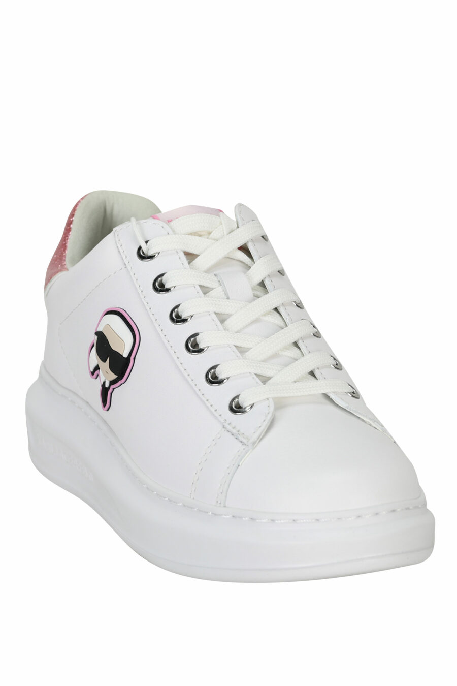 Zapatillas blancas "Kapri" con logo en goma y detalle rosa - 5059529351099 1