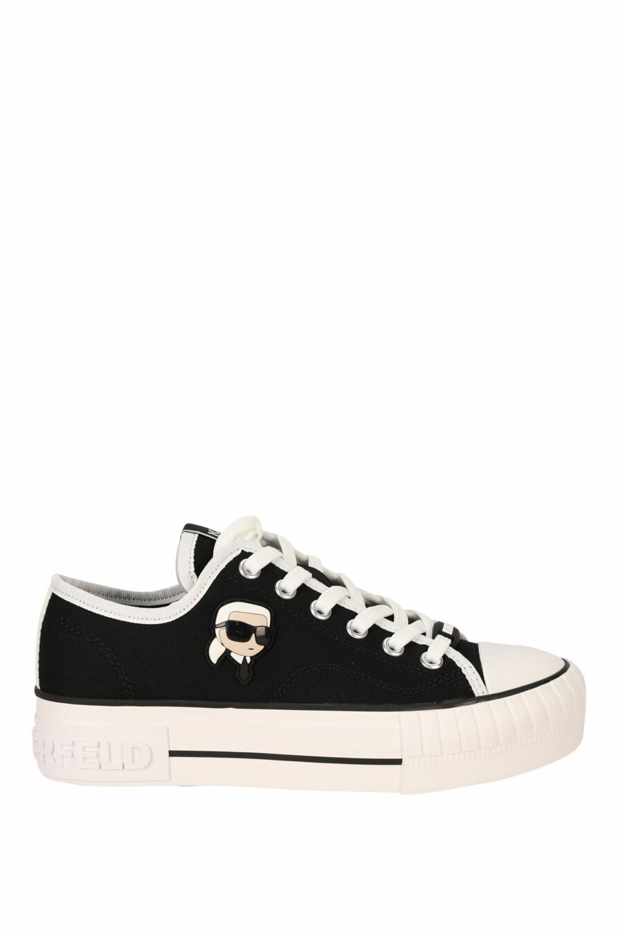 Black converse-style trainers with rubber mini-logo "karl" - 5059529384554