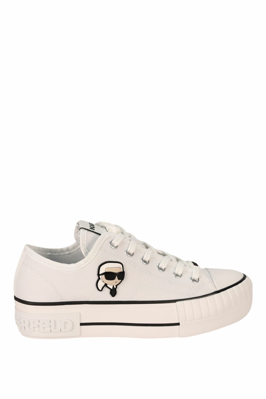 White converse-style trainers with rubber mini-logo "karl" - 5059529384639