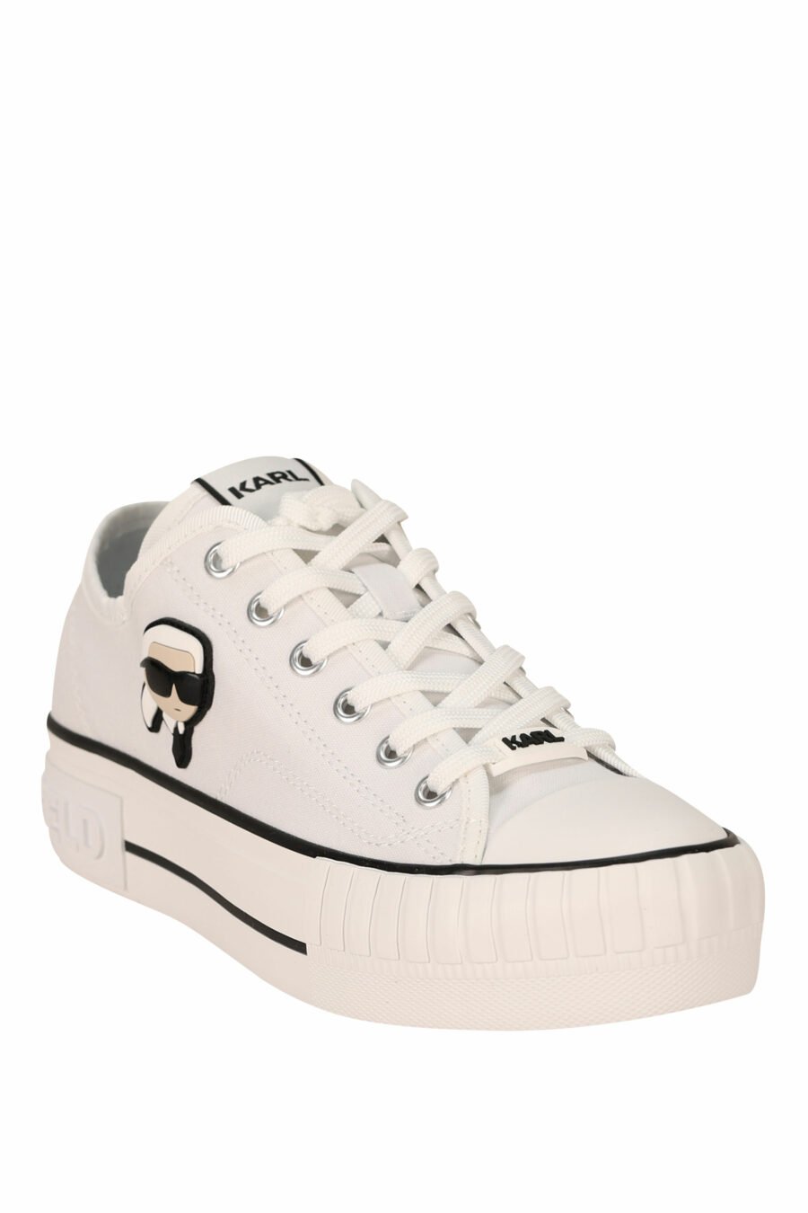 White converse-style trainers with rubber mini-logo "karl" - 5059529384639 1