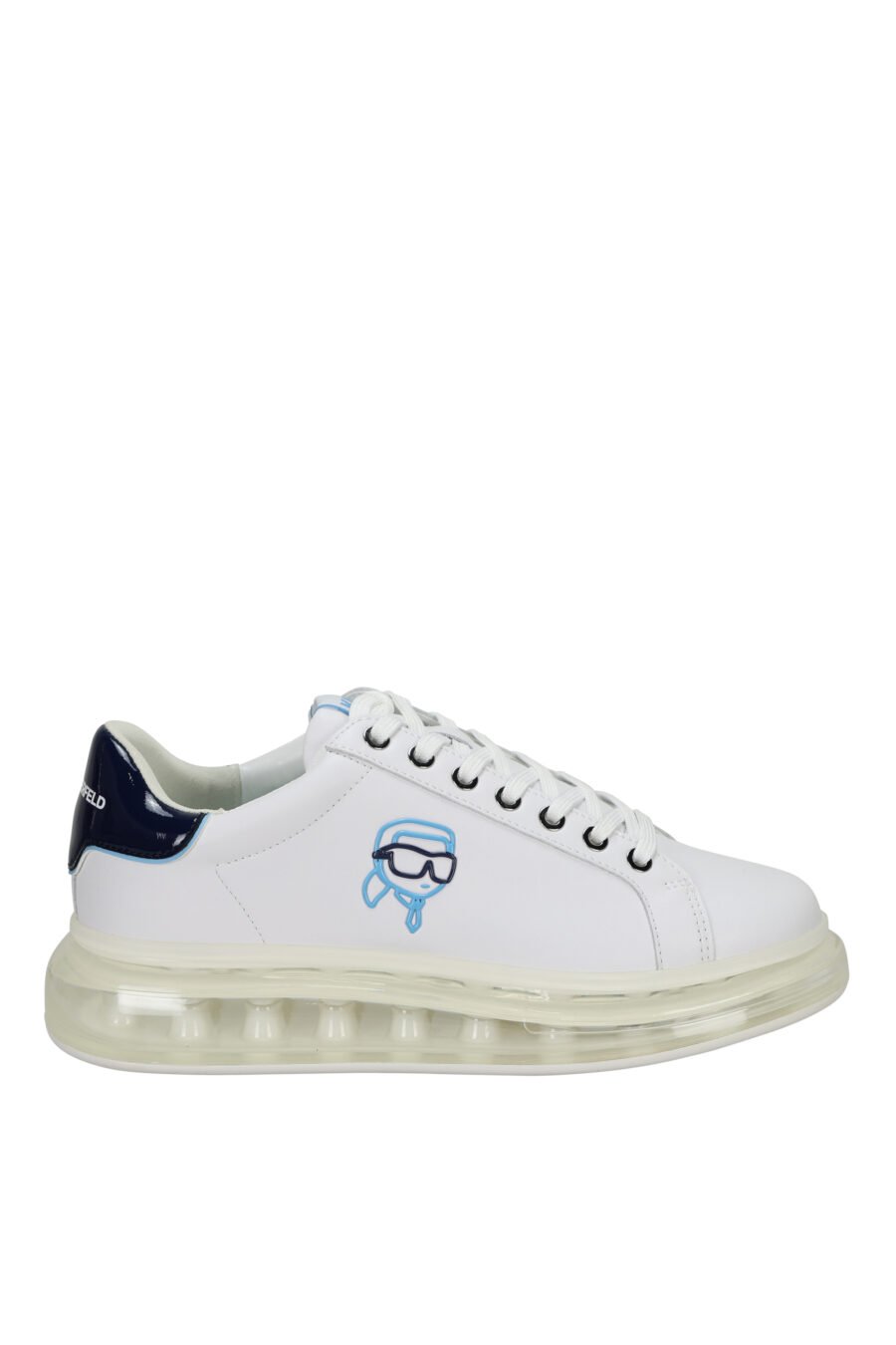 Zapatillas blancas "kapri fushion" con plataforma transparente y minilogo en contorno azul - 5059529396144
