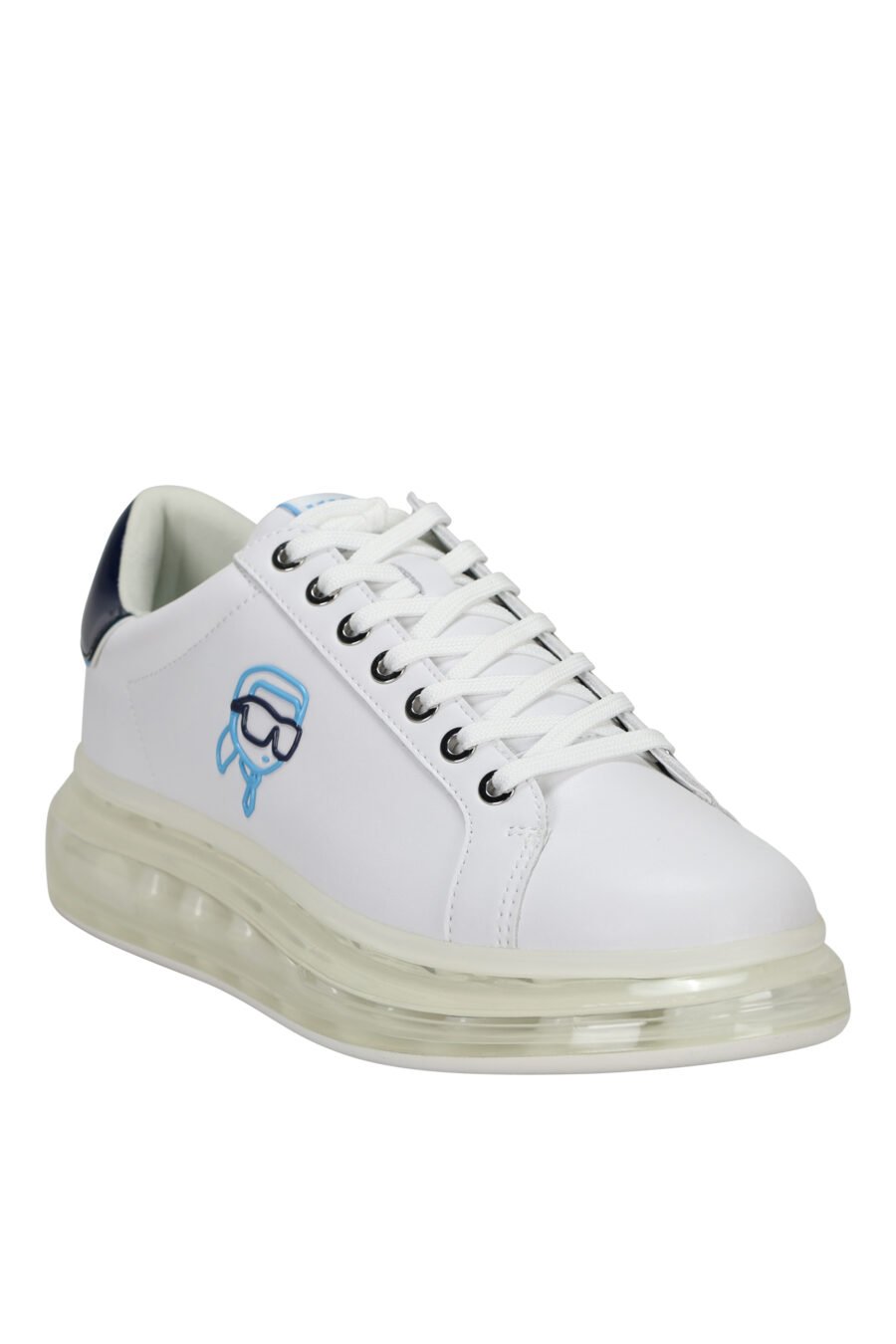 Zapatillas blancas "kapri fushion" con plataforma transparente y minilogo en contorno azul - 5059529396144 1