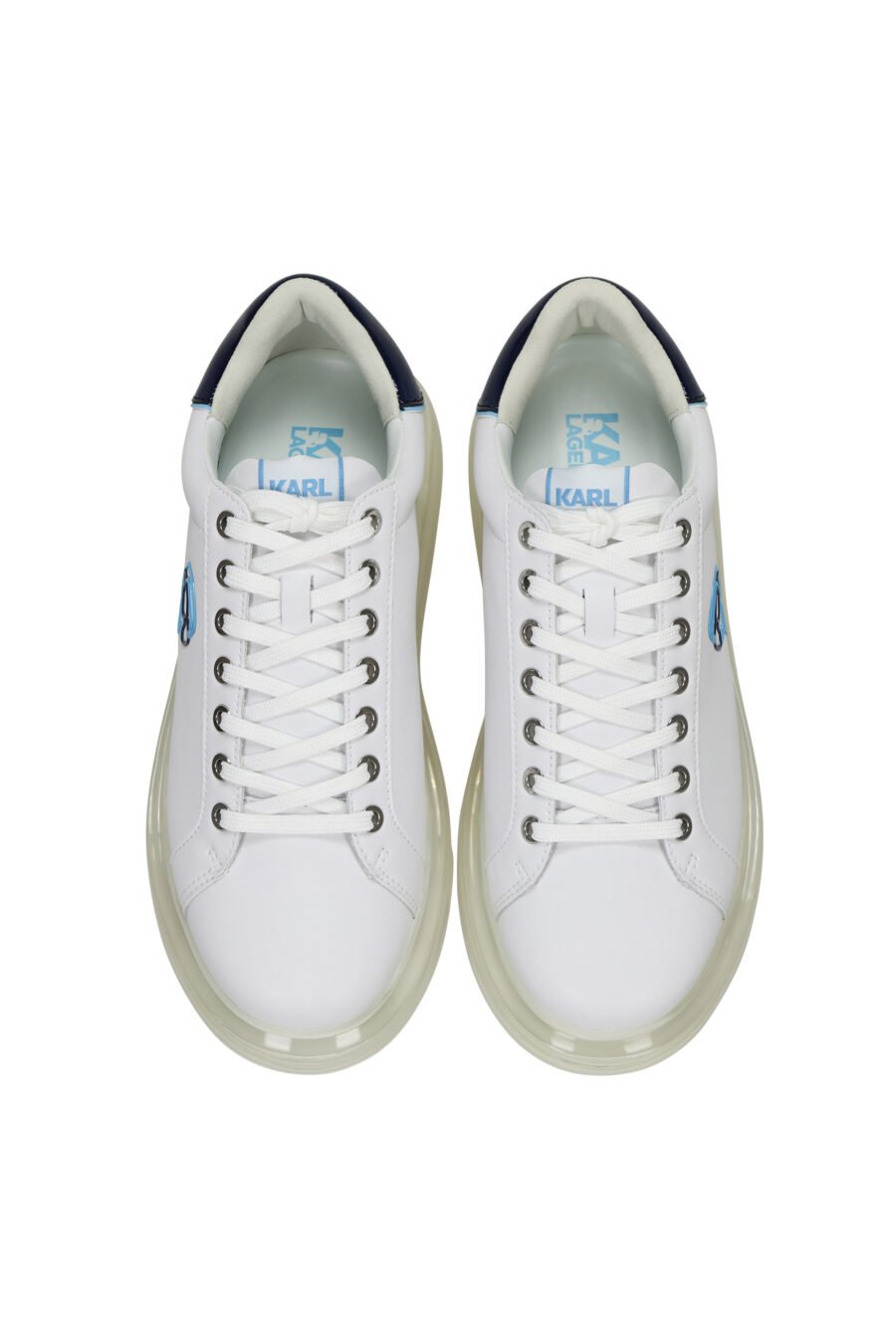 Zapatillas blancas "kapri fushion" con plataforma transparente y minilogo en contorno azul - 5059529396144 4