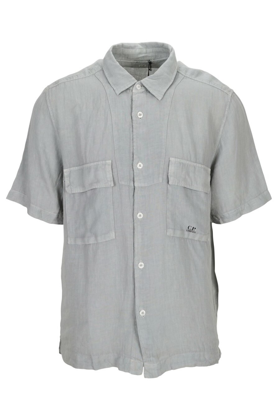 Short sleeve grey shirt with buttons and pockets with mini-logo - 7620943668773