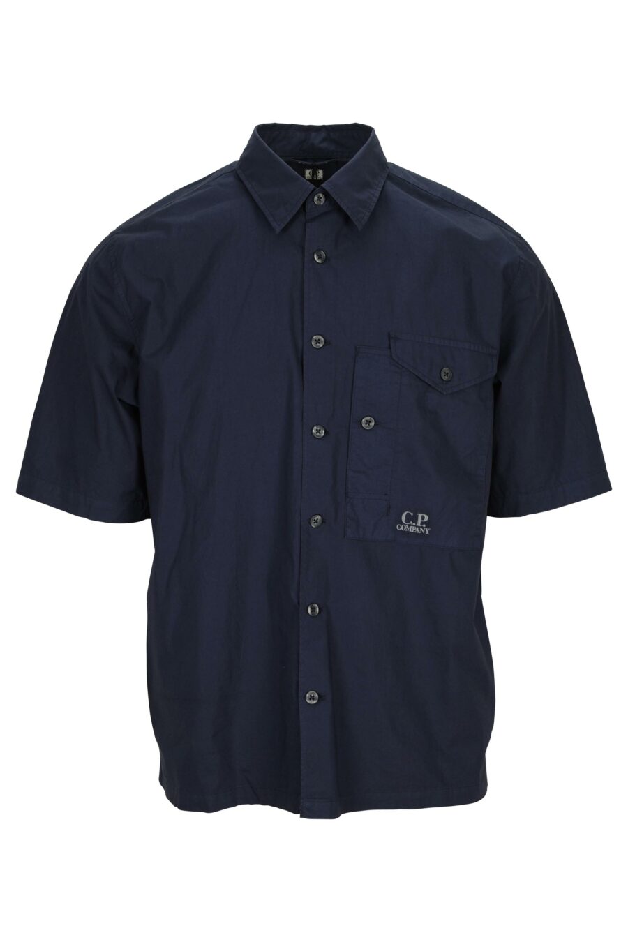 Camisa azul oscuro manga corta con bolsillo y minilogo - 7620943811551