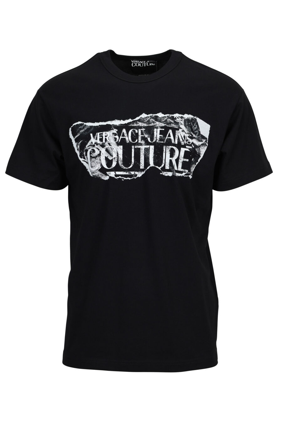 T-shirt noir avec maxilogue baroque déchiré - 8052019603170