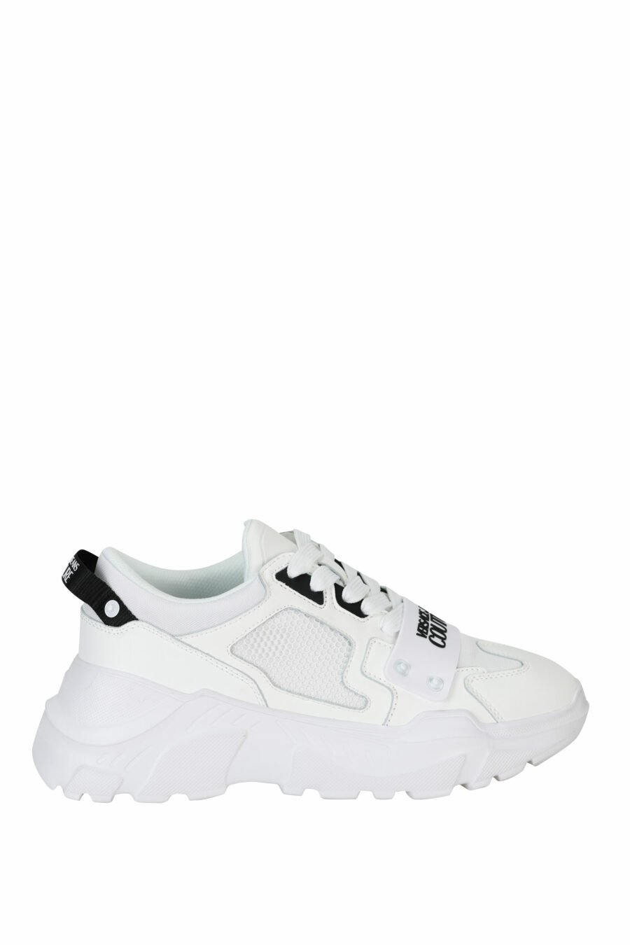 White "speedtrack" shoes with black rubber mini-logo on the front - 8052019604337